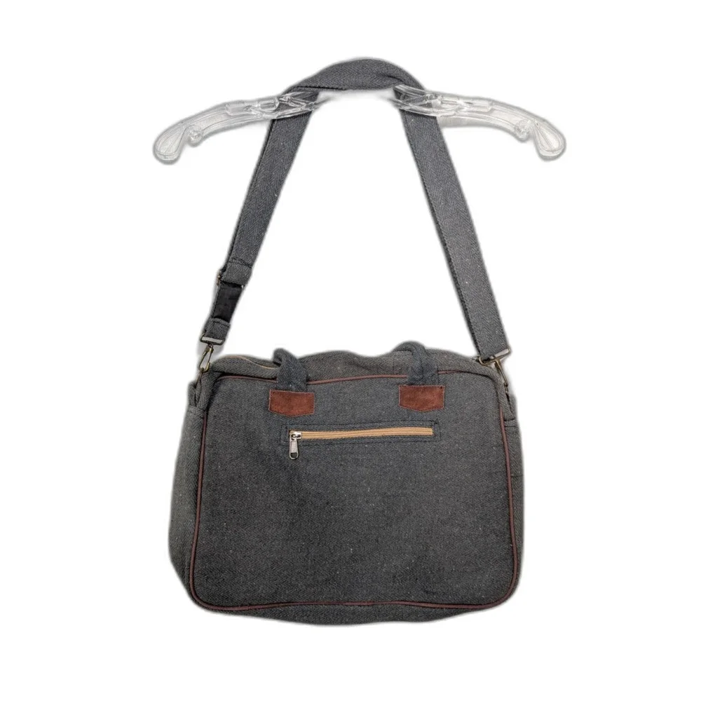 Naad Naturals Boho Hemp Messenger Laptop Bag Briefcase Earthy Gorpcore Canvas